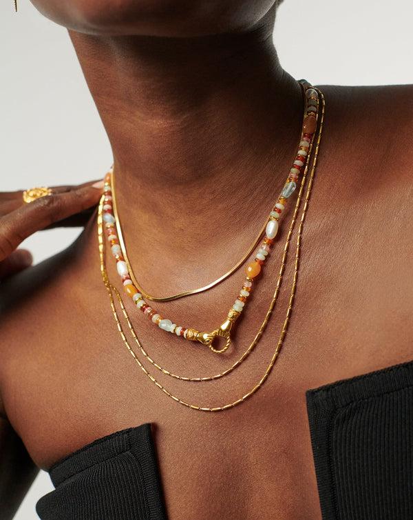 Missoma Harris Reed In Good Hands Beaded Gemstone Necklace | Gold/Pearl