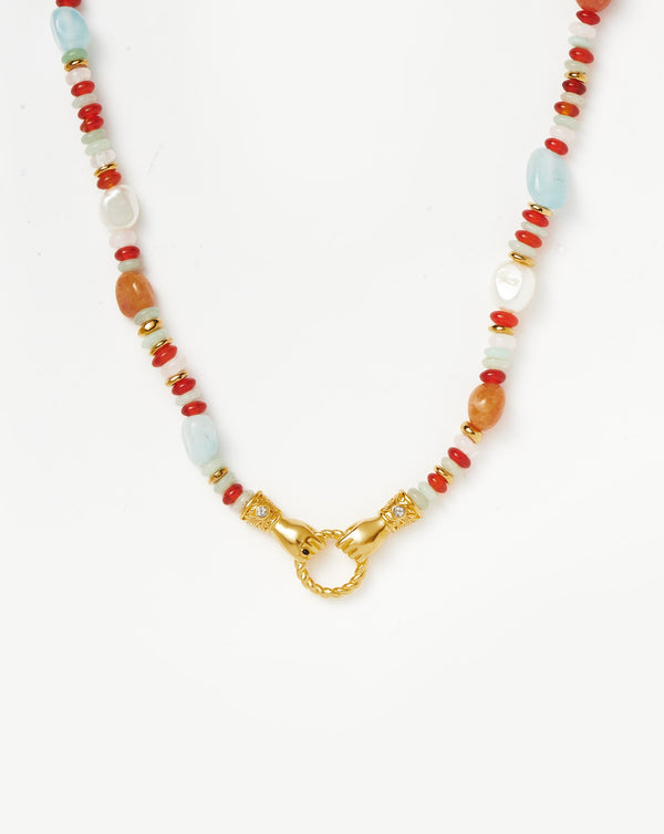 missoma Harris Reed In Good Hands Beaded Gemstone Necklace | Gold/Pearl