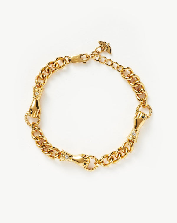 missoma Harris Reed In Good Hands Charm Bracelet | 18ct Gold Plated/Black Onyx & Pearl