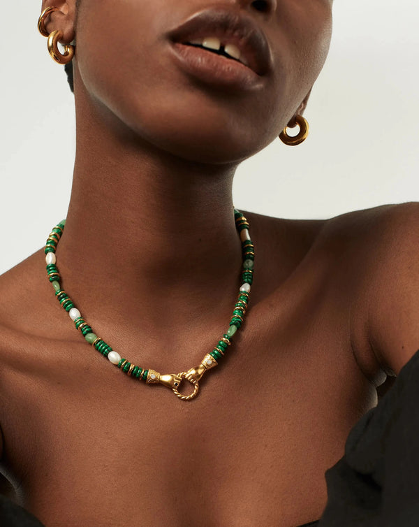 Missoma Harris Reed In Good Hands Chunky Beaded Gemstone Necklace | Gold