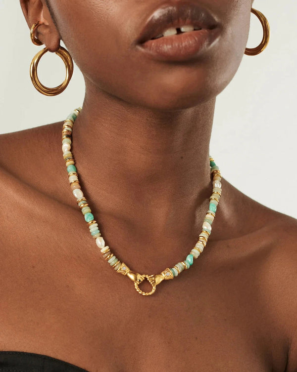 Missoma Harris Reed In Good Hands Chunky Beaded Gemstone Necklace | Amazonite