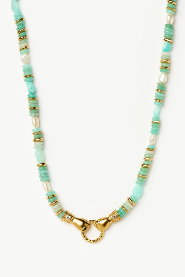 missoma Harris Reed In Good Hands Chunky Beaded Gemstone Necklace | Amazonite