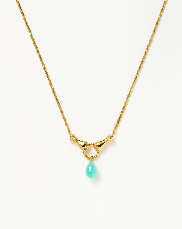 missoma Harris Reed In Good Hands Drop Pendant Necklace | 18ct Gold Plated/Amazonite & Pearl
