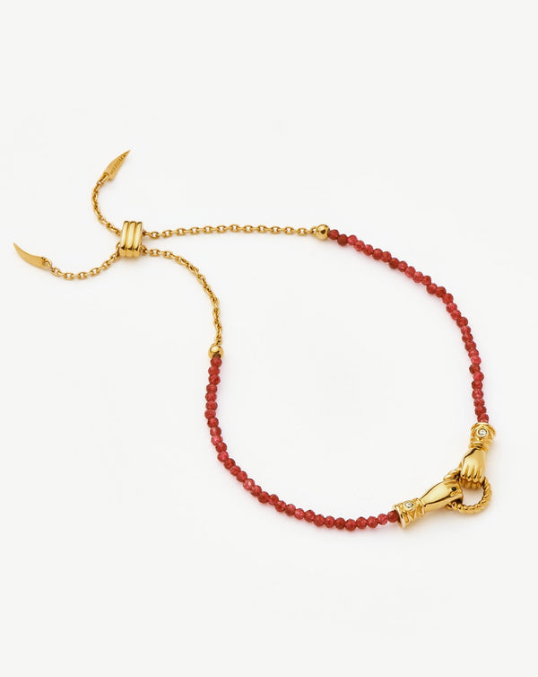 Missoma Harris Reed In Good Hands Gemstone Slider Bracelet | 18ct Gold Plated/Red Quartz
