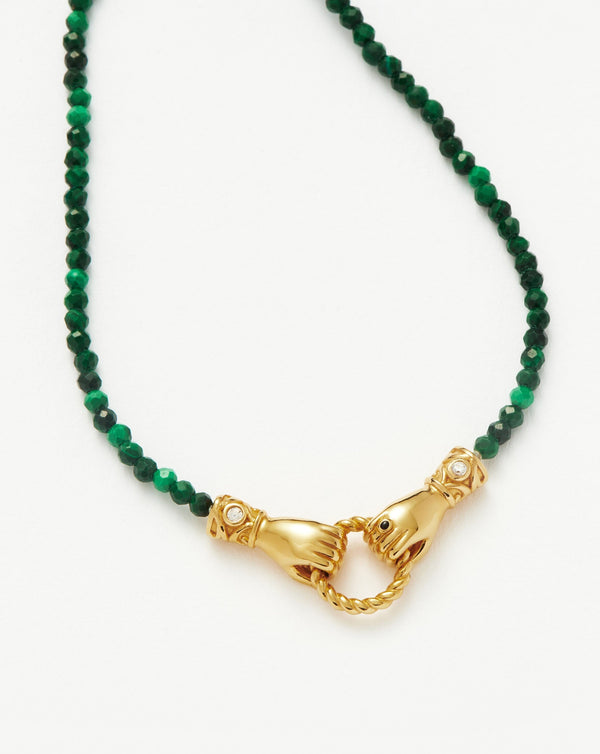 Missoma Harris Reed In Good Hands Mini Beaded Gemstone Bracelet | 18ct Gold Plated/Malachite