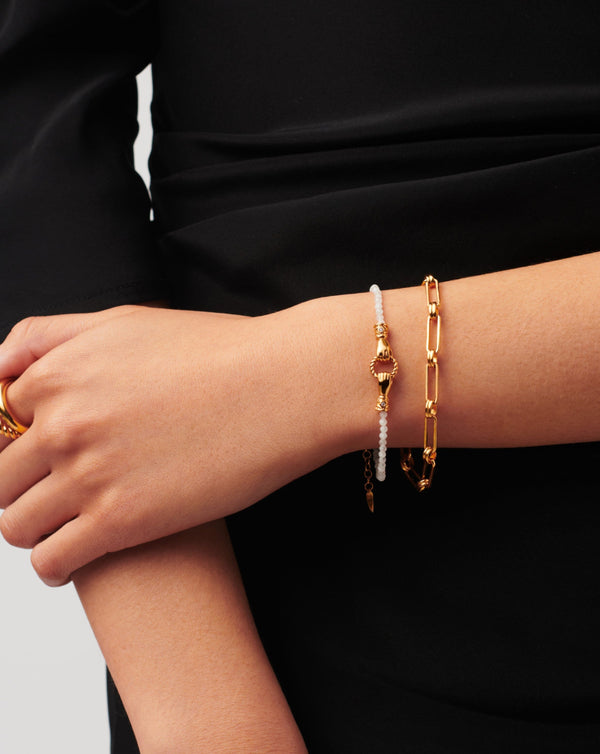 Missoma Harris Reed In Good Hands Mini Beaded Gemstone Bracelet | 18ct Gold Plated/Rainbow Moonstone