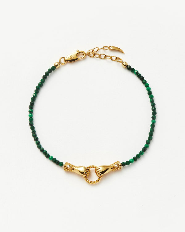 missoma Harris Reed In Good Hands Mini Beaded Gemstone Bracelet | 18ct Gold Plated/Malachite
