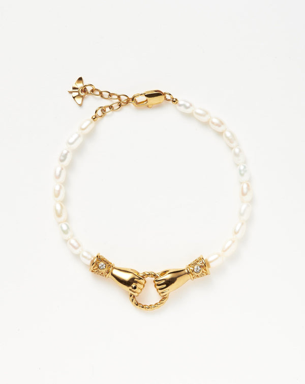 missoma Harris Reed In Good Hands Pearl Bracelet | Gold UK
