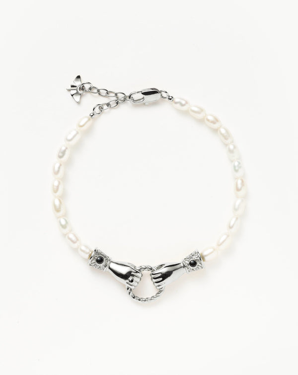 missoma Harris Reed In Good Hands Pearl Bracelet | Silver Plated