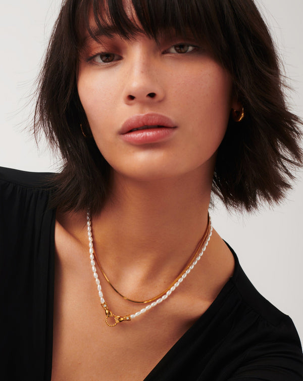 Missoma Harris Reed In Good Hands Pearl Pendant Necklace | Gold