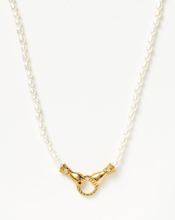 Missoma Harris Reed In Good Hands Pearl Pendant Necklace | Gold