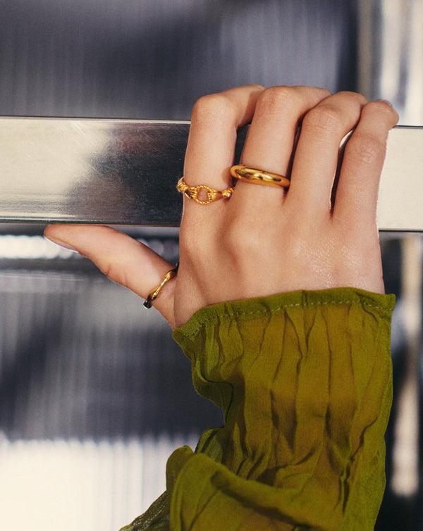 Missoma Harris Reed In Good Hands Stacking Ring | Gold/Cubic Zirconia