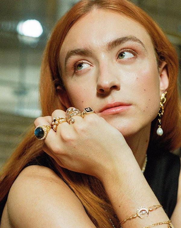 Missoma Harris Reed Labradorite Cocktail Ring | Gold /Pearl