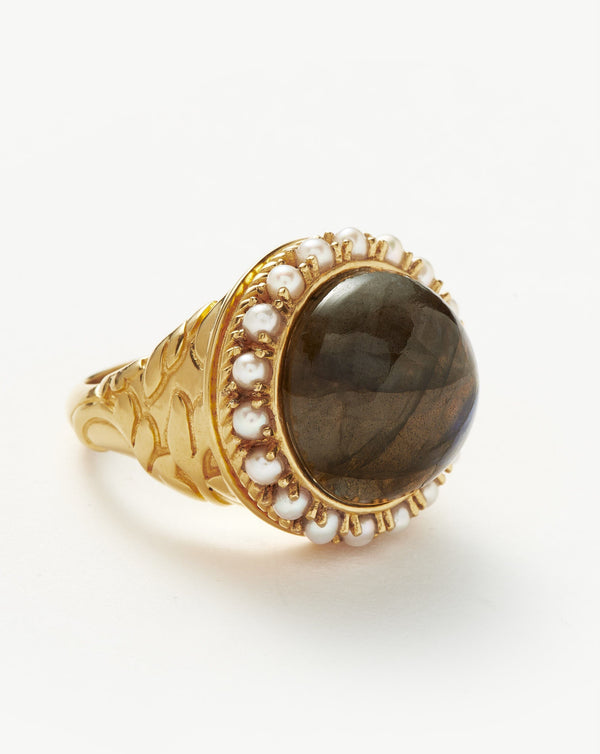 Missoma Harris Reed Labradorite Cocktail Ring | Gold /Pearl