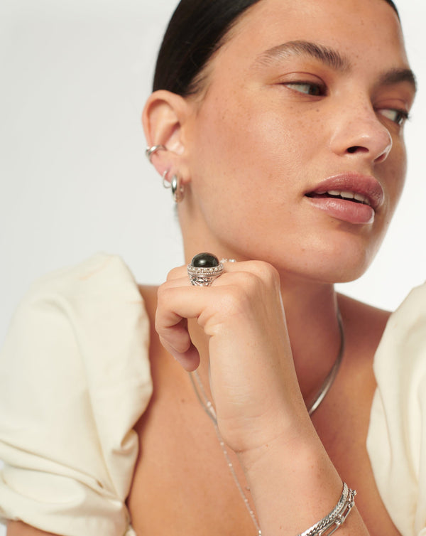 Missoma Harris Reed Labradorite Cocktail Ring | Silver/Pearl