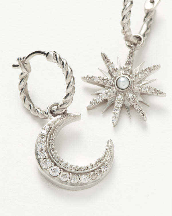 Missoma Harris Reed Moonlight Pearl Mismatch Hoop Earrings | Silver