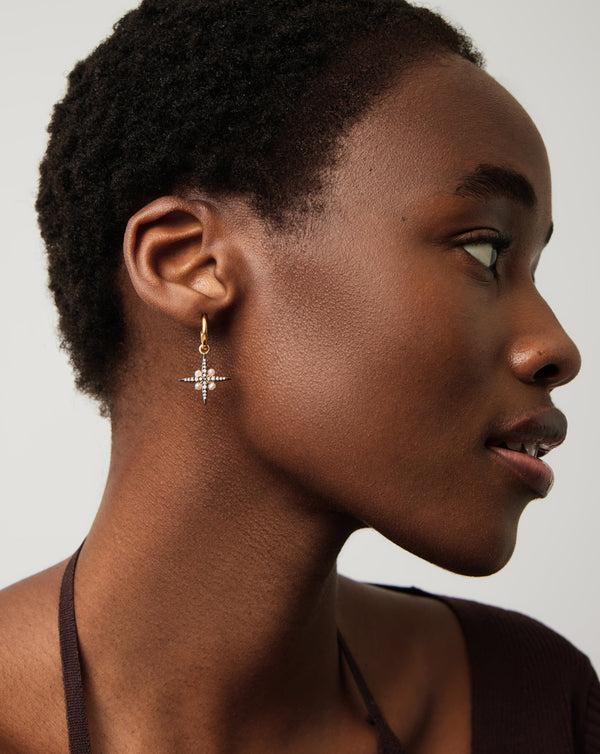 Missoma Harris Reed North Star Pearl Hoop Earrings | Gold/Pearl