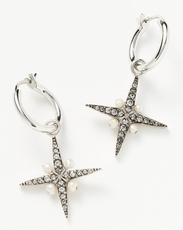 Missoma Harris Reed North Star Pearl Hoop Earrings | Sterling Silver