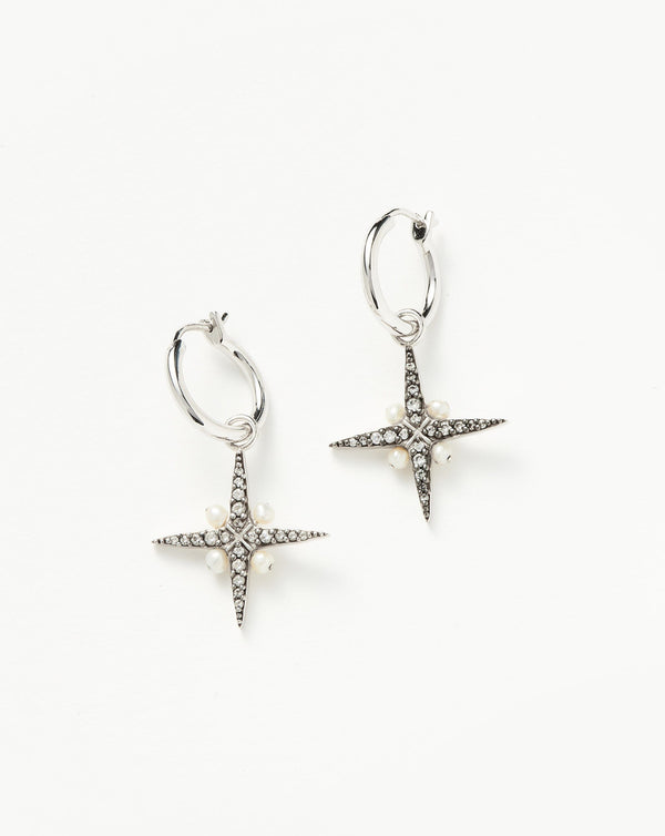 missoma Harris Reed North Star Pearl Hoop Earrings | Sterling Silver