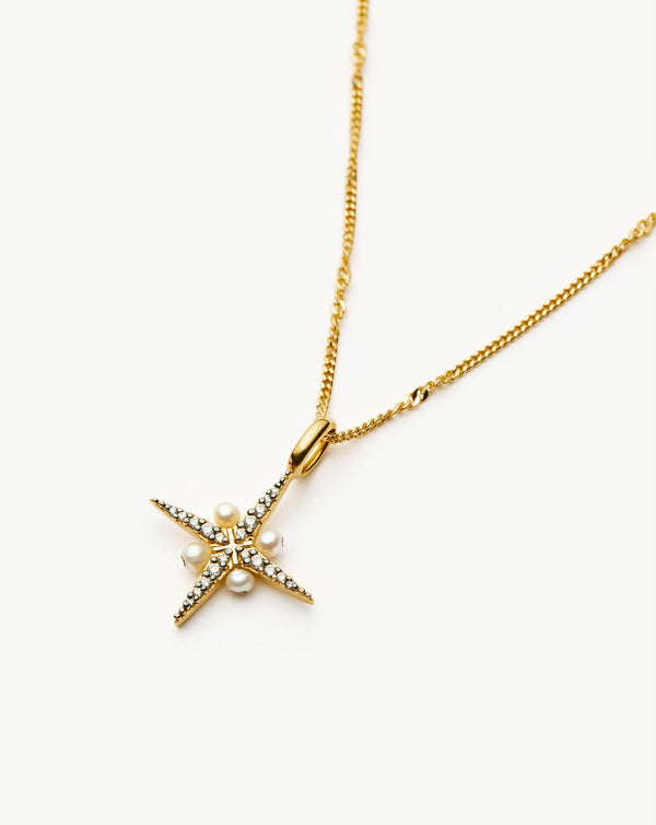 Missoma Harris Reed North Star Pearl Necklace | Gold/Pearl
