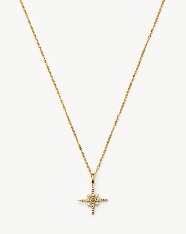 missoma Harris Reed North Star Pearl Necklace | Gold/Pearl