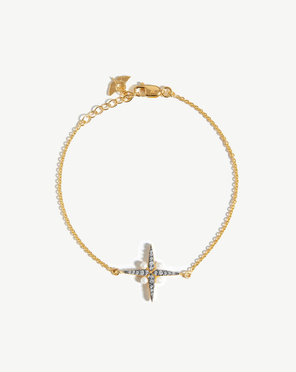missoma Harris Reed Pearl North Star Bracelet | Gold/Pearl
