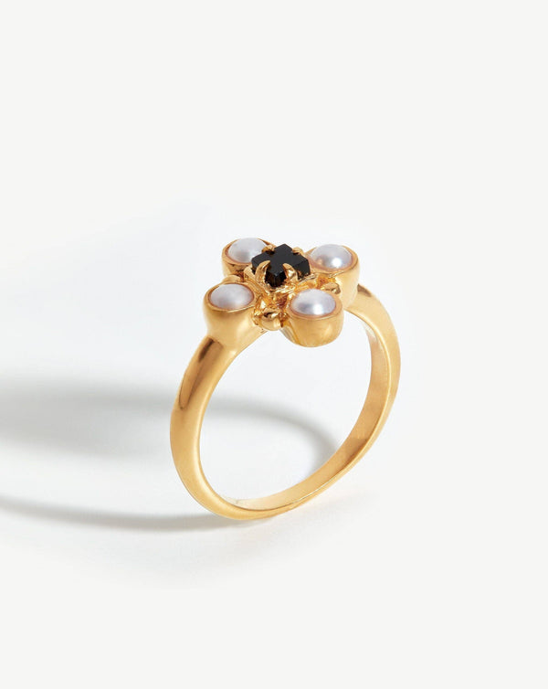 missoma Harris Reed Quartet Ring | Gold/Pearl/Black Onyx