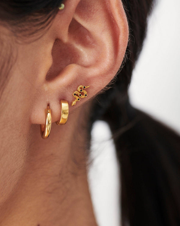 Missoma Harris Reed Serpent Single Stud Earring | Gold/Black Onyx