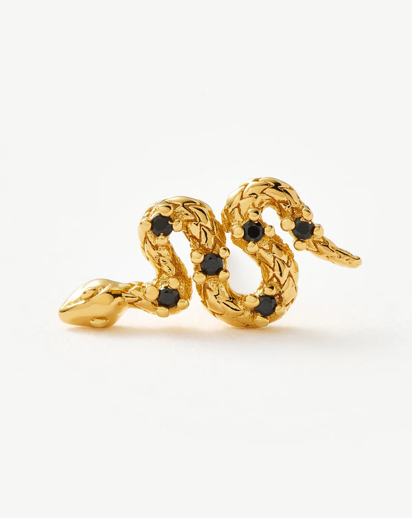 Missoma Harris Reed Serpent Single Stud Earring | Gold/Black Onyx