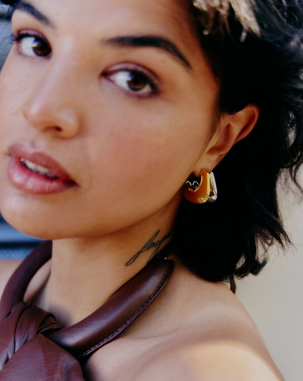 Missoma Hera Dome Double Ridge Medium Hoop Earrings | Mixed Metal