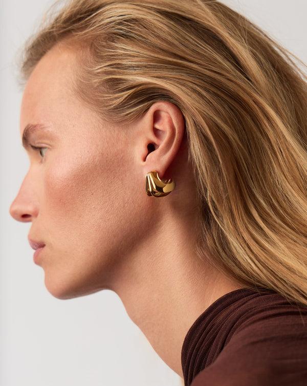 Missoma Hera Dome Triple Ridge Hoop Earrings | Gold Plated