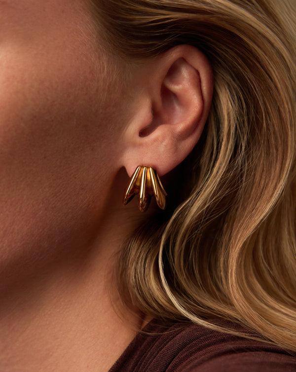 Missoma Hera Dome Triple Ridge Hoop Earrings | Gold Plated