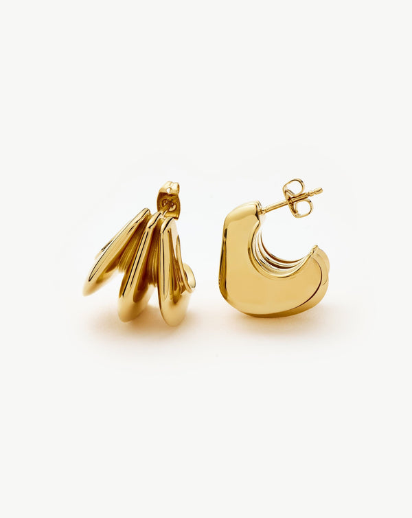 missoma Hera Dome Triple Ridge Hoop Earrings | Gold Plated