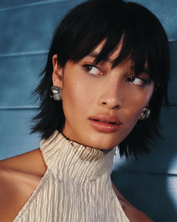 Missoma Hera Oversized Dome Ridge Stud Earrings | Silver Plated