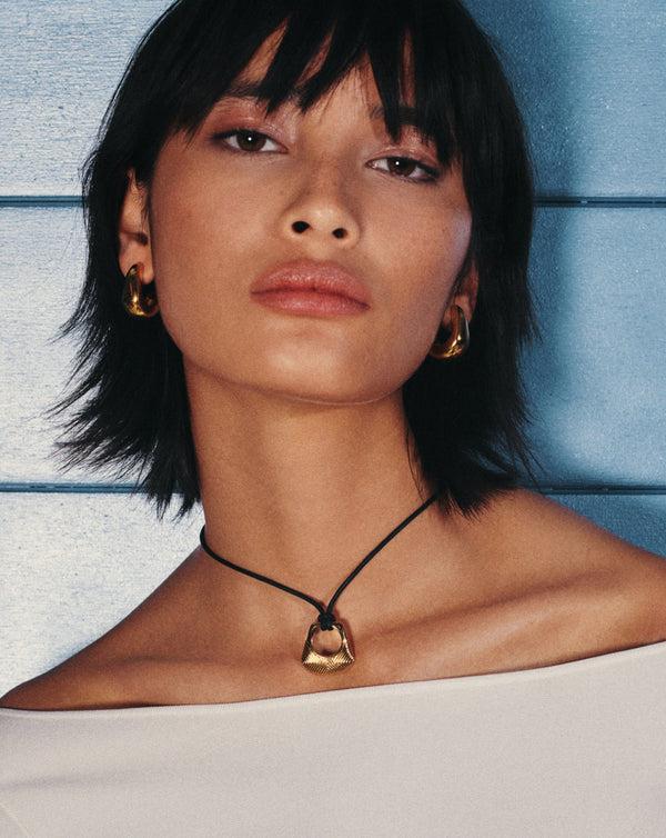 Missoma Hera Ridge Pendant Cord Necklace | 18ct Gold Plated