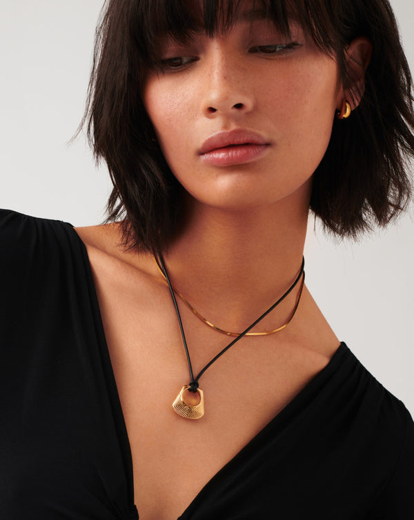 Missoma Hera Ridge Pendant Cord Necklace | 18ct Gold Plated