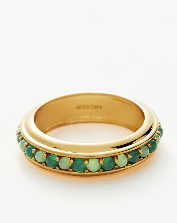 Missoma Hot Rox Gemstone Stacking Ring | 18ct Gold Vermeil/Green