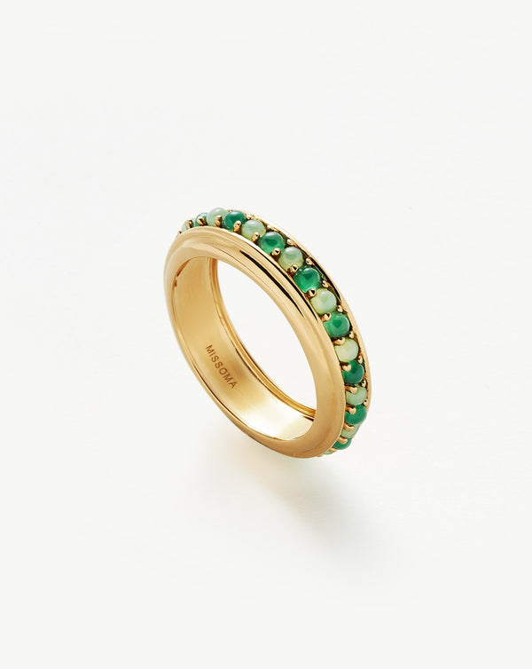 missoma Hot Rox Gemstone Stacking Ring | 18ct Gold Vermeil/Green