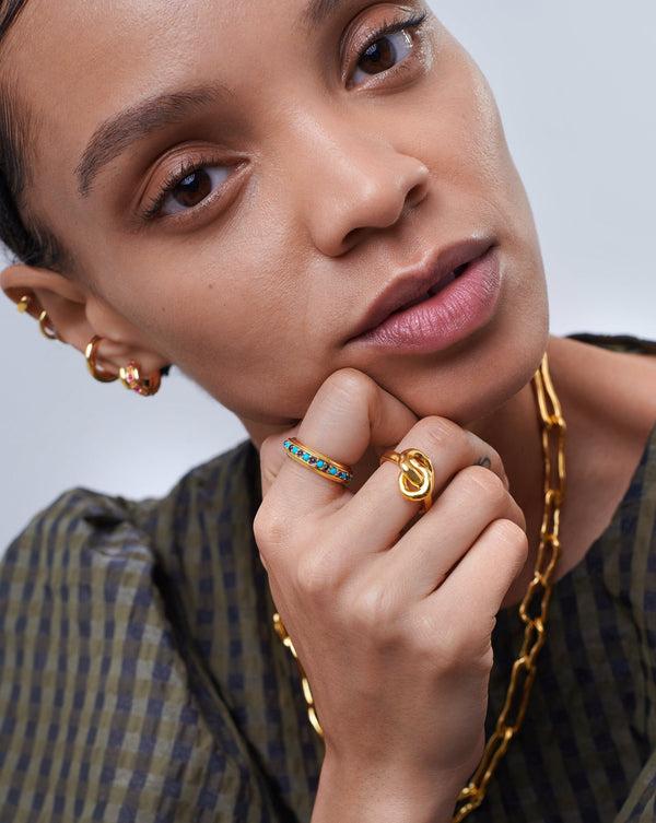 Missoma Hot Rox Gemstone Stacking Ring | 18ct Gold Vermeil/Turquoise