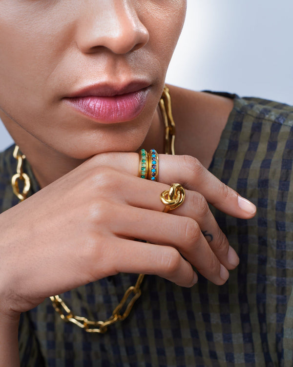 Missoma Hot Rox Gemstone Stacking Ring | 18ct Gold Vermeil/Turquoise