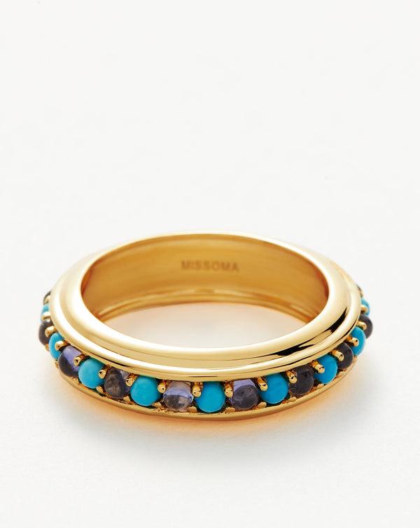 Missoma Hot Rox Gemstone Stacking Ring | 18ct Gold Vermeil/Turquoise