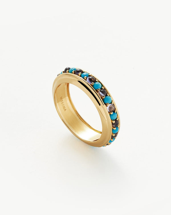 missoma Hot Rox Gemstone Stacking Ring | 18ct Gold Vermeil/Turquoise