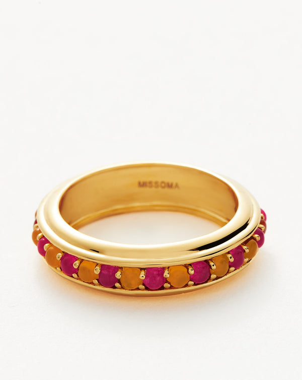 Missoma Hot Rox Gemstone Stacking Ring | Gold/Pink Quartz