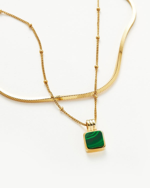 Missoma Iconic Lucy Williams Malachite Necklace Set |18ct Gold Vermeil