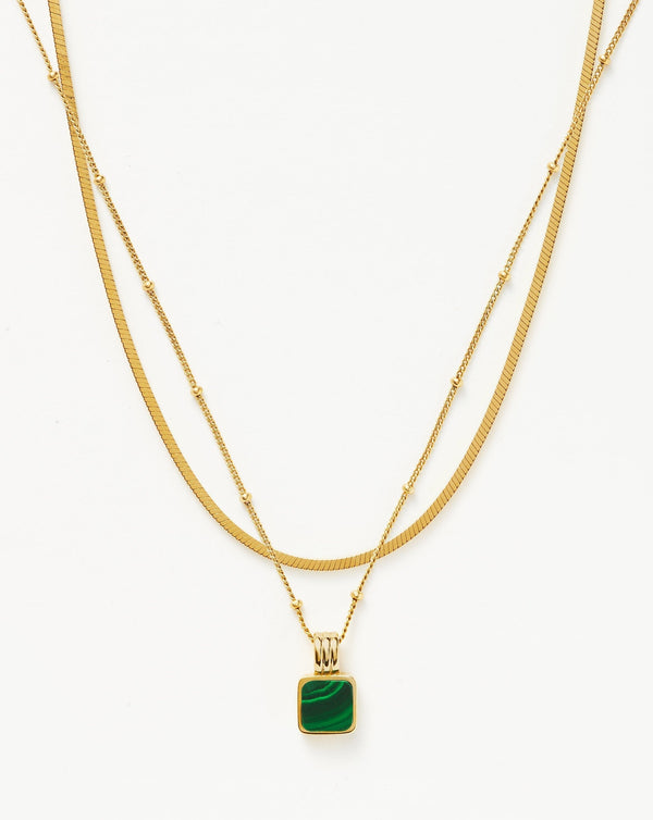 missoma Iconic Lucy Williams Malachite Necklace Set |18ct Gold Vermeil