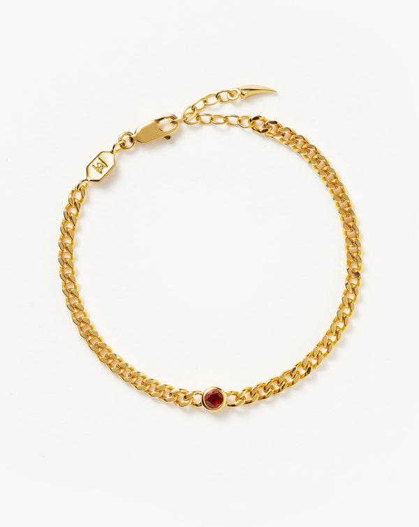 missoma January Birthstone Chain Bracelet | 18ct Gold Vermeil/Garnet