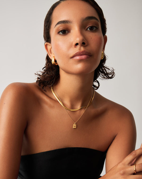 Missoma January Birthstone Pendant Necklace | Gold/Garnet