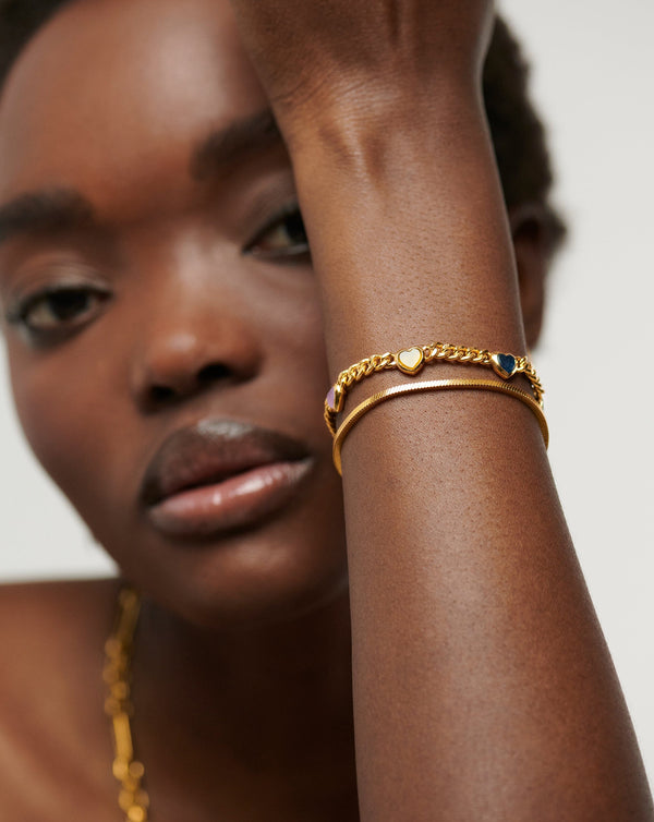 Missoma Jelly Heart Gemstone Charm Bracelet | Gold & Quartz