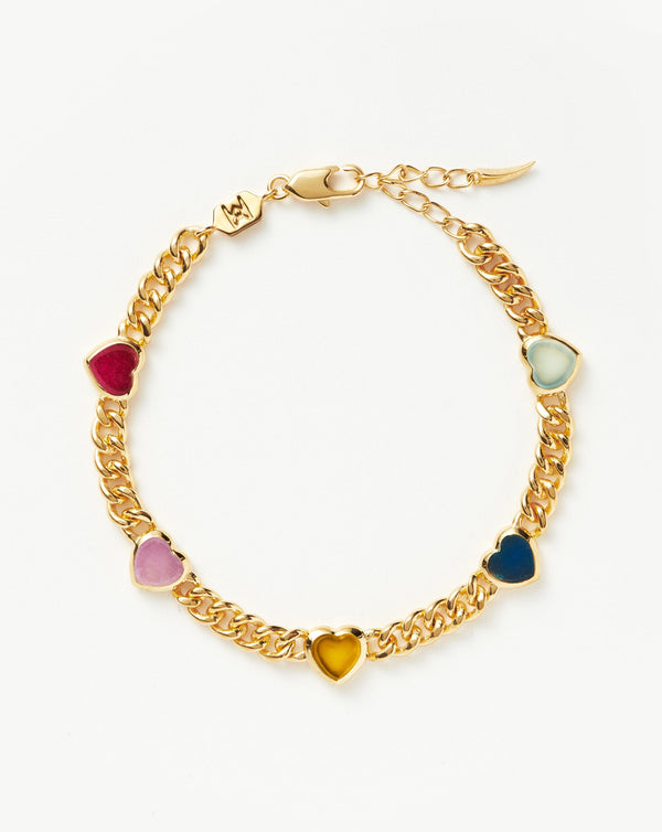 missoma Jelly Heart Gemstone Charm Bracelet | Gold & Quartz