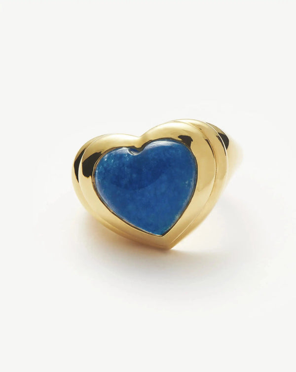 Missoma Jelly Heart Gemstone Ring | 18ct Gold Plated/Blue Quartz